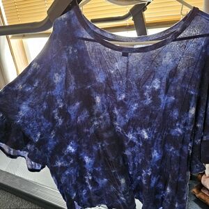 LuLaRoe Navy Tie-Dye Blouse